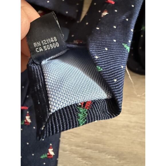 Tommy Hilfiger Men's Necktie Tie Polyester Repp Blue Mini Santa Claus 57" SILK - Picture 5 of 5
